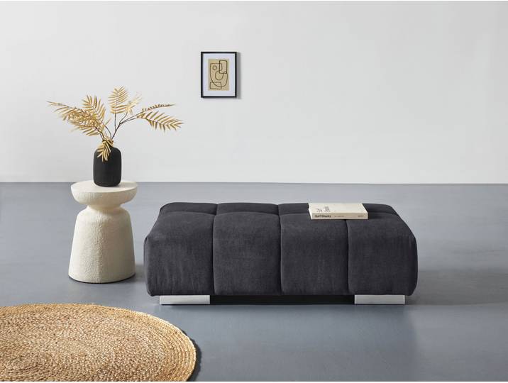 Hockerbank COTTA Orion , schwarz, B:134cm H:42cm T:70cm, 90% Polyester, 10% Polyamid, Hocker, Hockerbank