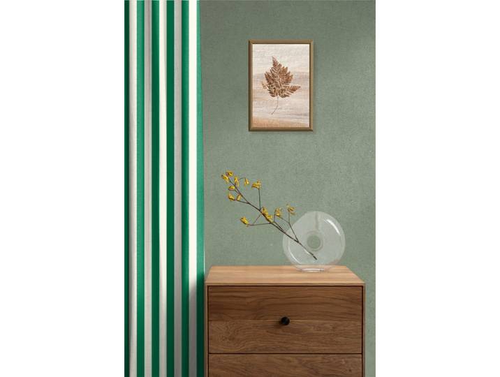 Rideau en coton imprimé rayures vertes 250x140
