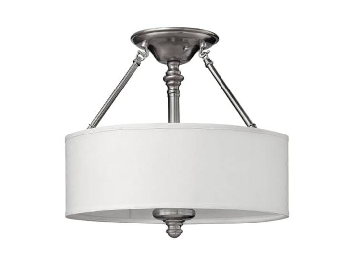 Klassische Pendelleuchte Sus Stahl Nickel gebürstet Stoff 3 Lichter E27