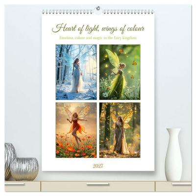 Heart of light, wings of colour - Emotion, colour and magic in the fairy kingdom (High Quality Premium Wall Calendar 2027 DIN A2 portrait),CALVENDO 12