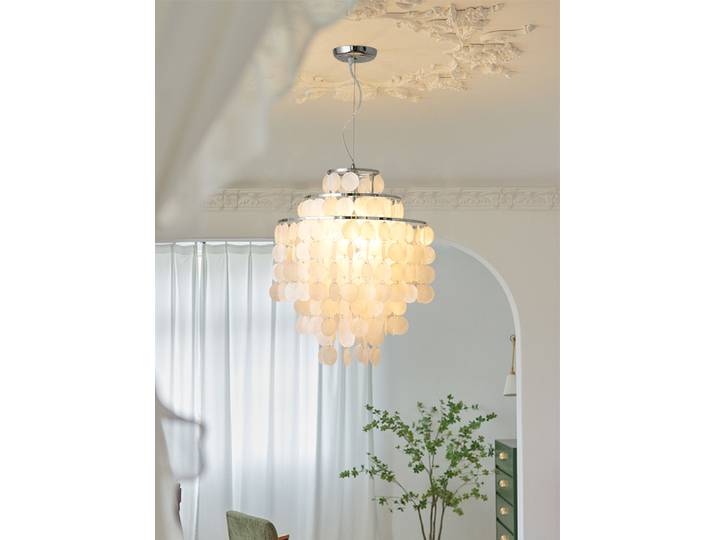 ‌ Designer Style nordique coquille lustre or Chrome cristal verre pendentif LED lampe pour salle à manger chambre maison hôtel décoration