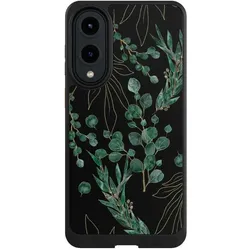 Nivocase Hülle für Samsung Galaxy S25 Edge Handyhülle NIVOcore Case Schwarz Blätter Natur Eukalyptus (Samsung Galaxy S25 Edge), Smartphone Hülle, Schwarz