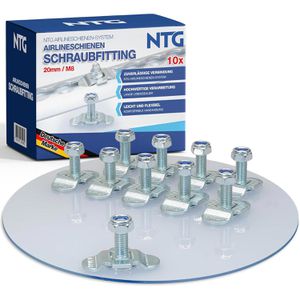 NTG Zurrösen LS.8832 Schraubfitting für Airlineschiene, 500kg Traglast, M8 x 20 cm, 10 Stück