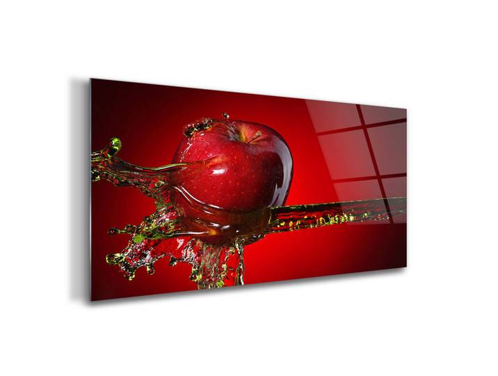 Tulup Glasbild 100x50 cm Roter Apfel, Glas, 100x50 cm, Bilder & Rahmen, Bilder, Glasbilder