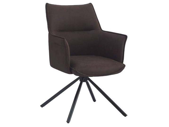 LebensWohnArt Stuhl Drehbarer Design Stuhl AURELIA vintage-braun Mikrofaser 360°