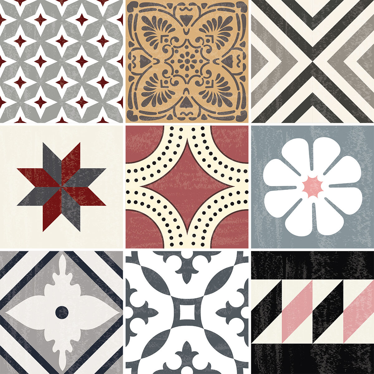 Ambiance-sticker 9 stickers carreaux de ciment authentiques alana