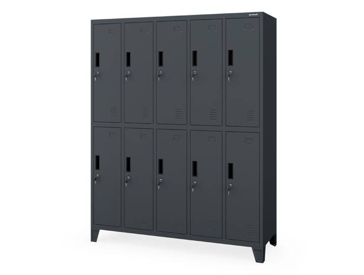 Armoire de sécurité à 10 portes couleur anthracite : BARTEK 1360 x 1720 x 450 mm