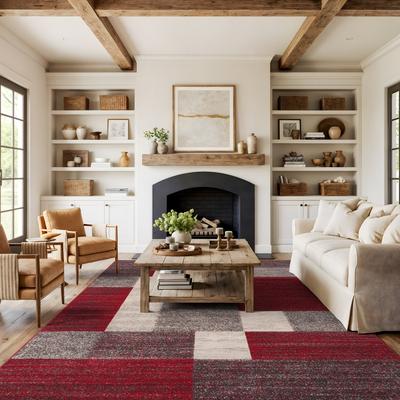 World Rug Gallery Modern Boxes Design Non-slip (Non-skid) Area Rug
