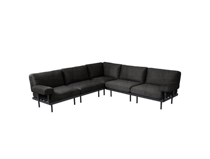 Outdoor-Ecksofa Modica Typ A 273 x 80 x 273cm Schwarz/Schwarz