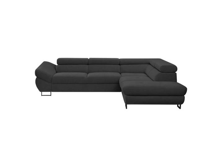 Canapé d'angle convertible OCTAVE tissu Curio anthracite droit