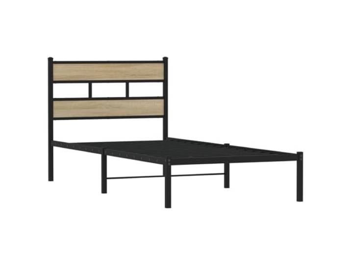 KTHLBRH Bettgestell aus Metall, Eiche Sonoma, 100 x 190 cm Bettgestell mit Stauraum, Lattenrost, Kopfteil, ohne Matratze