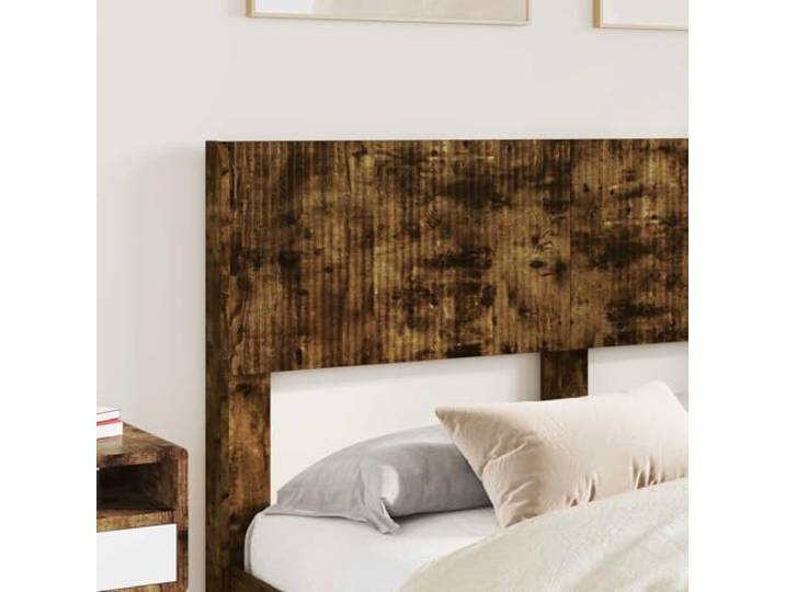 SKTQYQO Bett mit Stauraum und Kopfteil, Eichenholz, rauchfarben Technisches Holz, Lattenrost, minimalistisches Design, für Schlafzimmer