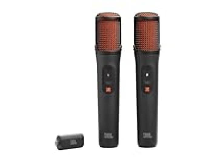 JBL EasySing Mics, 2 Microphones Karaoké, Noir Sans Fil, avec IA, Suppression Vocale en Temps Réel et Dongle PartyBox USB-C
