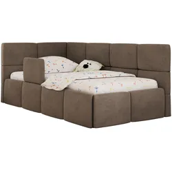 POLSTERBETT ARVO ALTA 90/200 - Braun Velvet - Schaumstoffmatratze - Links