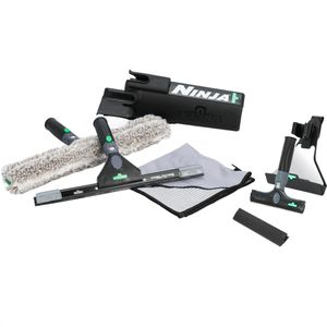 Unger Fensterreinigungsset ErgoTec NINJA Complete Set 6 in 1, mit Einwascher, Abzieher, Tuch, Köcher & Schaber