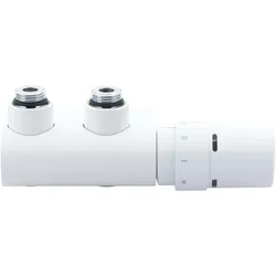Vhx-Duo/Rax Zestaw Termostatyczny Kątowy Połączenie 2x 50mm Ral9016 Biały, Thermostat, Weiss