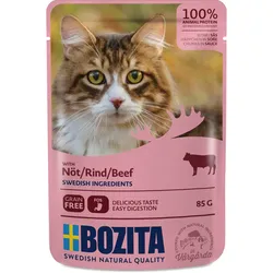 Bozita Häppchen in Soße 85 Gramm Katzennassfutter 12 x 85 Gramm mit Rind