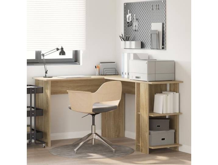 Moderne Table de travail Bureau d'Angle Chêne Sonoma Chêne Sonoma Panneau de particules @FR(943775)