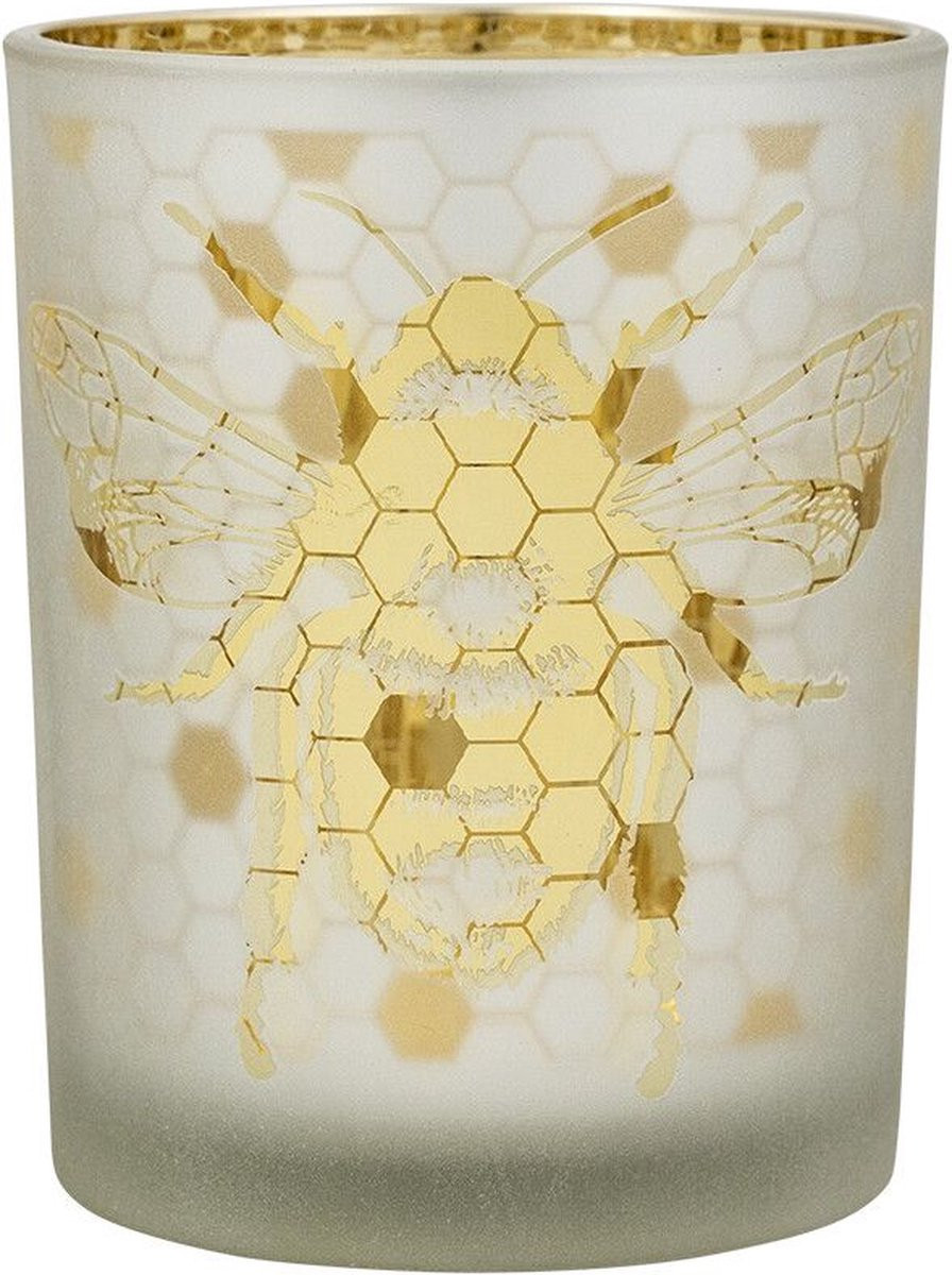 Mars & More Windlicht Bijen - Goud - Glas - Diameter: 8 cm