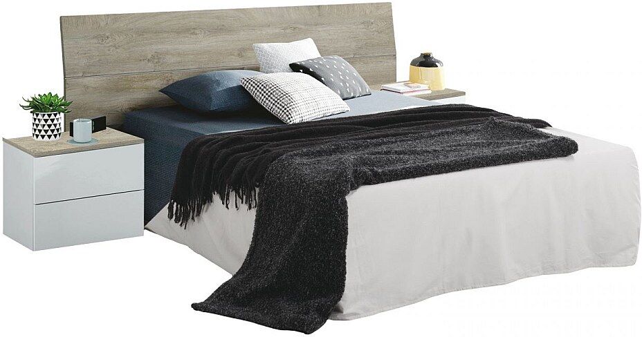 duehome Cabecero con mesitas New Dreams Blanco Artik (Blanco Mate) – Roble Alaska