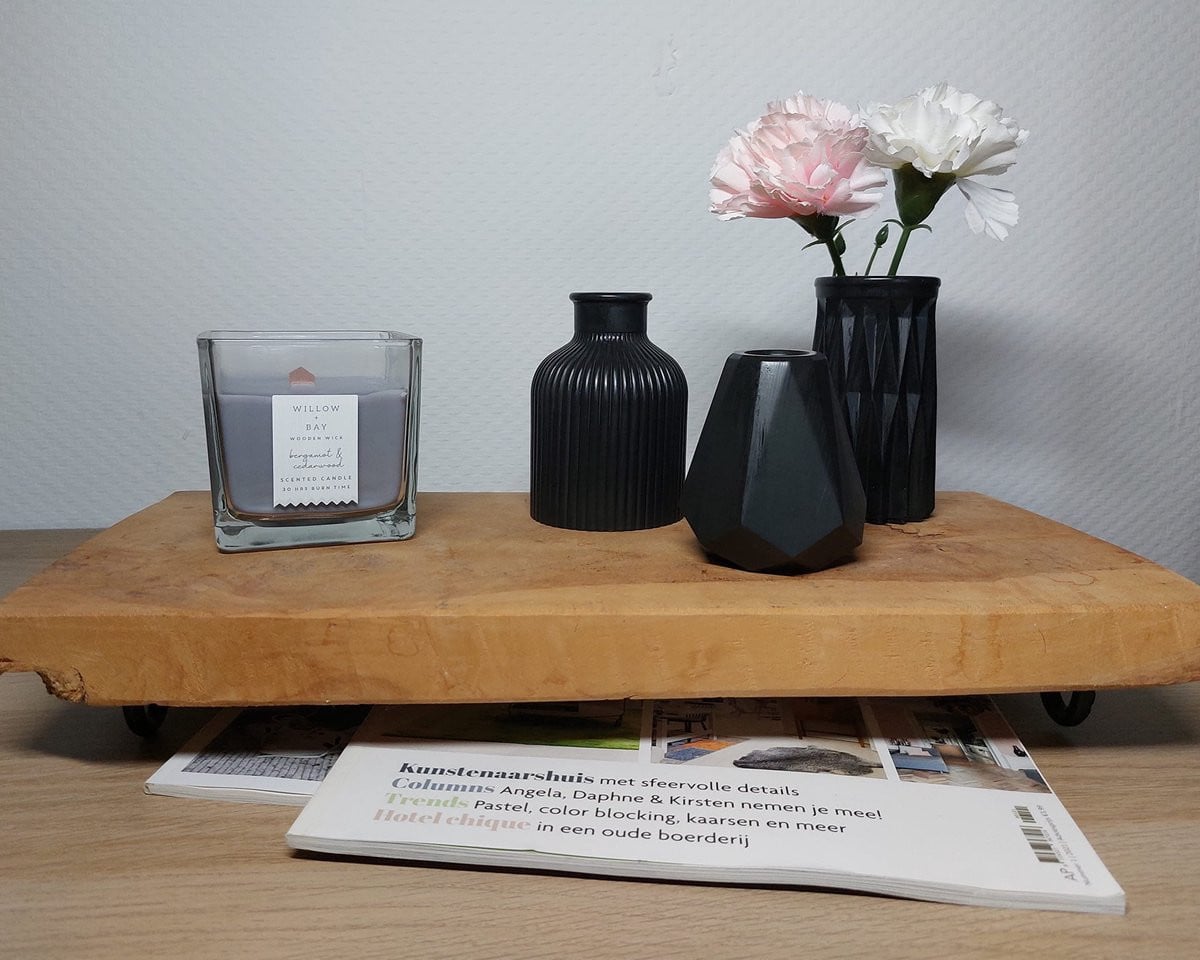 Set van 3 kleine decoratieve acryl bloemenvazen - Zwart