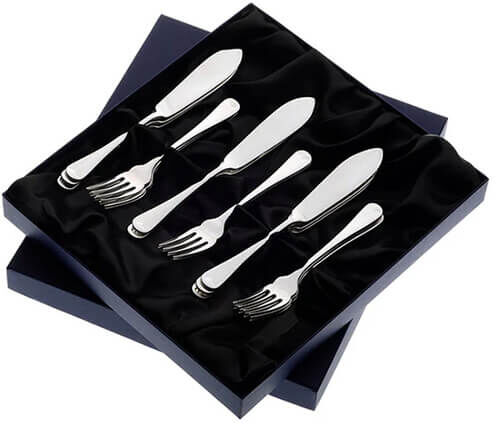 Arthur Price of England Early English Sovereign Silver Plate Set Of 6 Pairs Fish Eaters