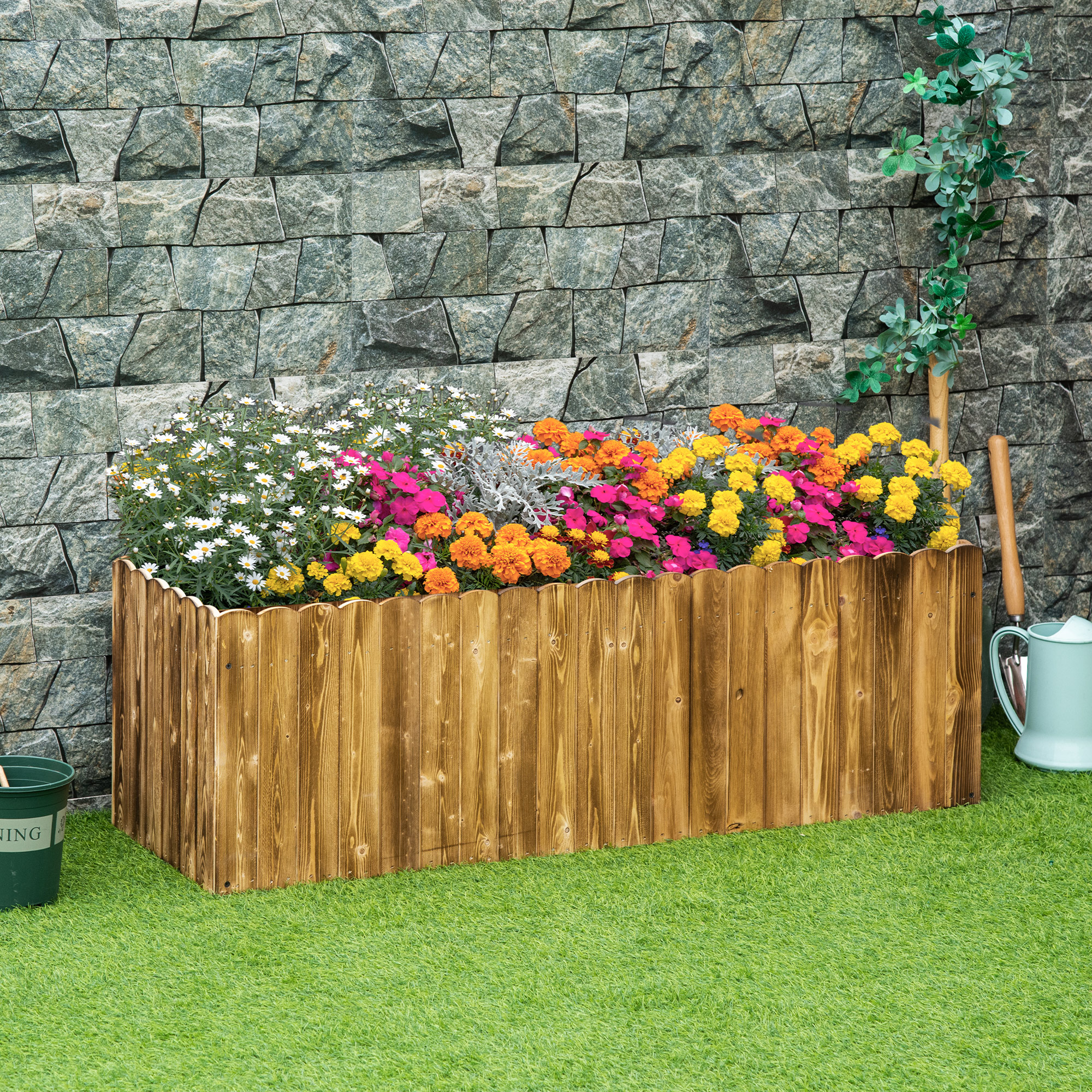 Outsunny Aiuola rialzata Cassone per piante Letto per erbe Orto Aiuola per verdure Fiori Cassone legno di abete 120 x 40 x 40 cm   Aosom Italy