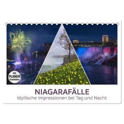 NIAGARAFÄLLE Idyllische Impressionen bei Tag und Nacht (Tischkalender 2026 DIN A5 quer), CALVENDO Monatskalender