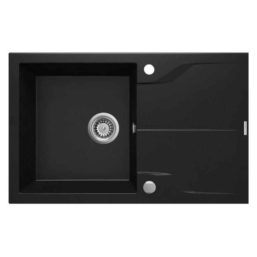 Deante 1 Becken Andante Waschbecken mit Ablauf - nero (Einbauspüle, 78 cm, 49 cm) (ZQN_N113)