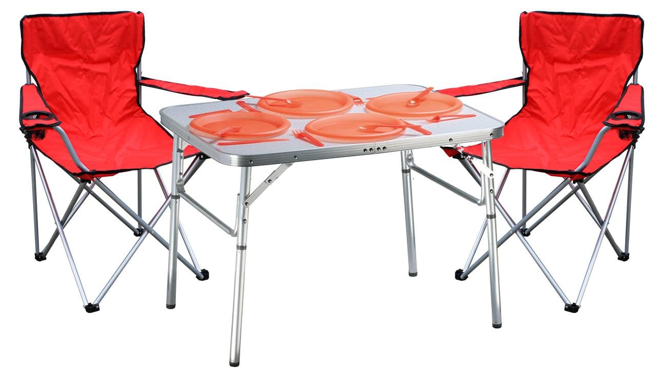 Mojawo 3-delige kampeer meubelset met aluminium kampeertafel en 2 vissersstoelen