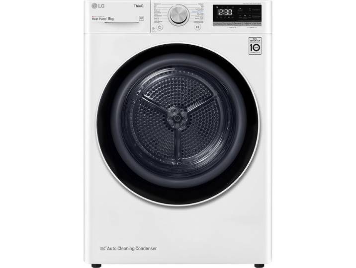 LG RH90V5AV6N warmtepompdroger 9 kg met Inverter Heat Pump voor energiezuinig en gelijkmatig drogen\, Sensor Dry stopt automatisch bij droog\, Allergy Care en stille werking. Energieklasse A++