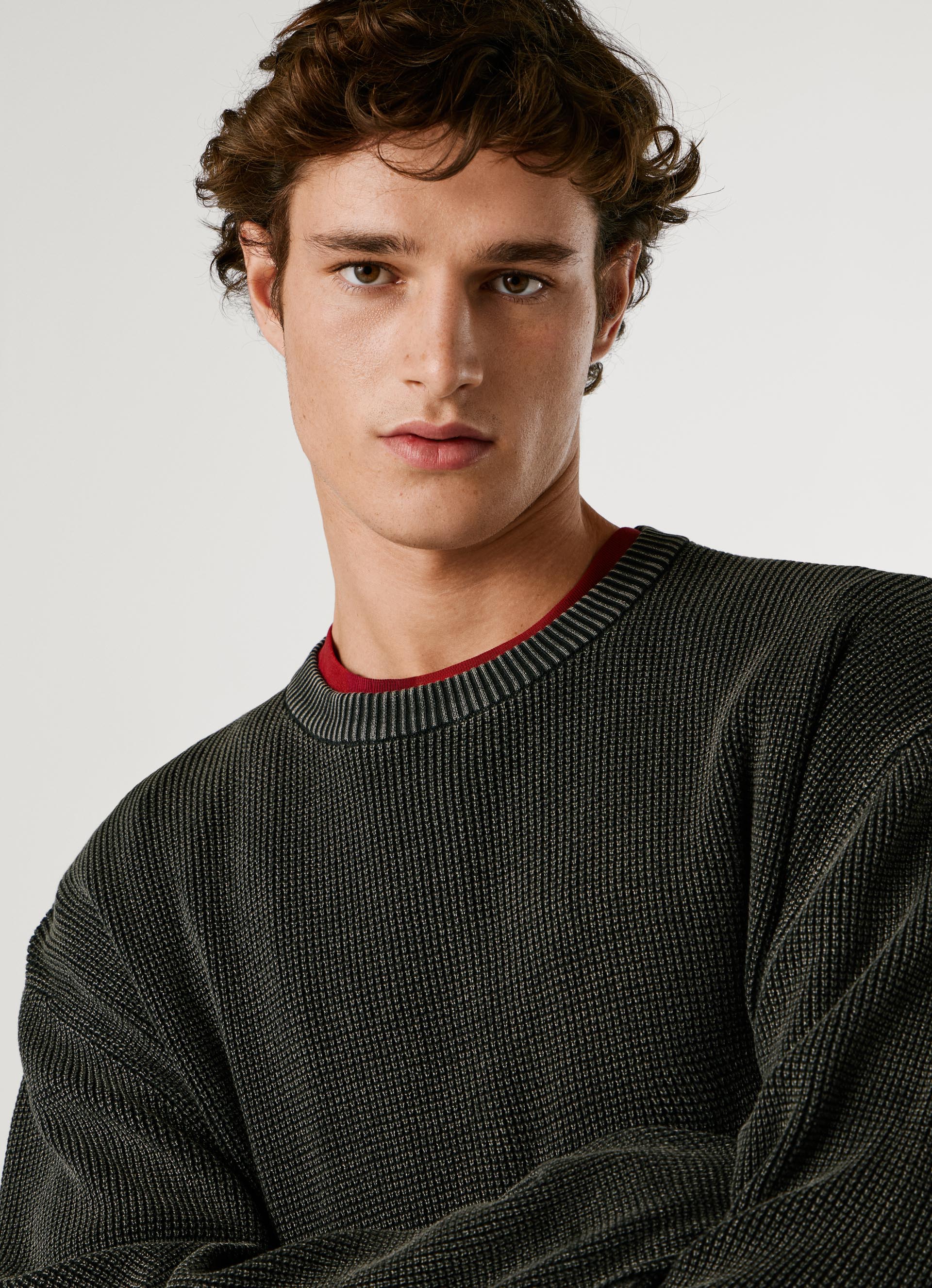 Strickpullover PEPE JEANS "FRANK", Herren, Gr. S, schwarz, Strick, Obermaterial: 100% Baumwolle, meliert, unifarben, washed, normal hüftbedeckend, Rundhals, Rippstrickbündchen, Pullover Strickpullover, meliert schwarz S