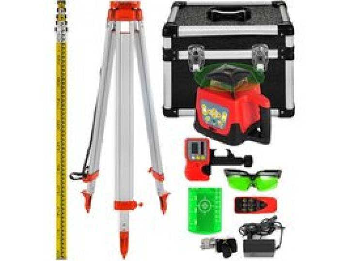 VEVOR Niveau Laser Rotatif avec Trépied et Mire, Portée 500 m Kit Laser Rotatif avec Trépied et Mire, Faisceau Vert Niveau Laser Autonivelant à 360°, 1,65 m Trépied Télescopique, 5 m Mire Arpentage