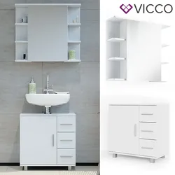 VICCO Badmöbel Set ILIAS Weiß - Bad Spiegel Kommode Unterschrank Badschrank