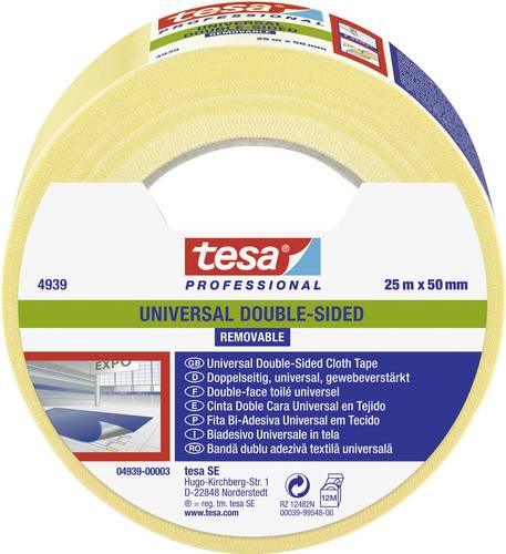 Tesa UNIVERSAL REMOVABLE 04939-00003-11 Verlegeband tesa Professional Weiß (L x B) 25m x 50mm 1St.