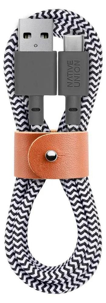 Native Union Belt Cable USB-A naar USB-C, 1,2 meter, Zebra-design