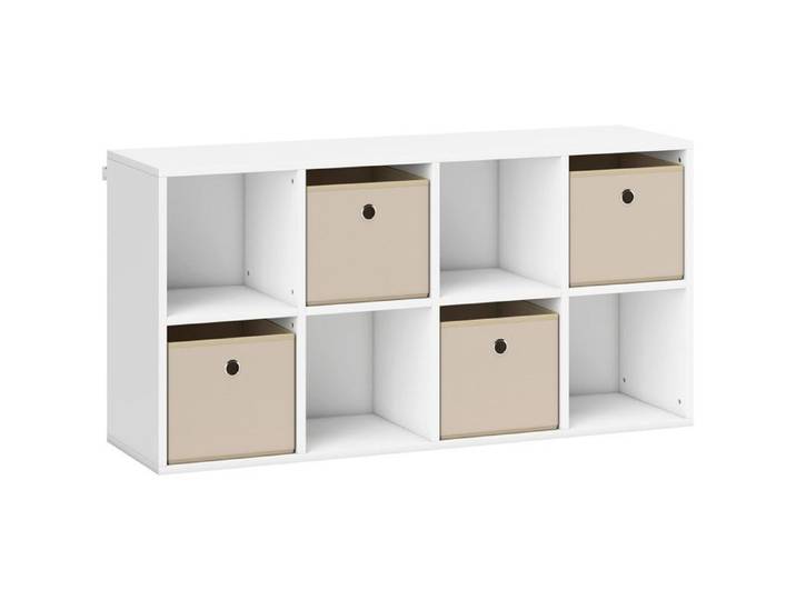 YWJ Étagère 8 Cubes 4 Tiroirs Tissu Horizontal/Vertical 105 9x30x53 7cm Blanc/Beige Rangement