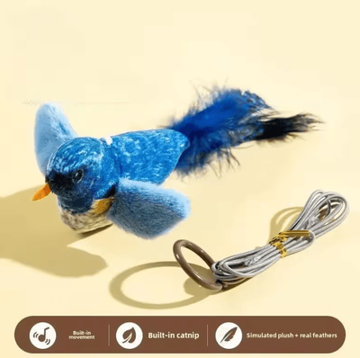 Inspire Curations ChirpyPounce Interactive Hanging Bird Cat Toy blue