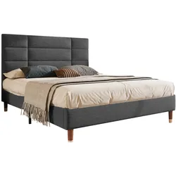 Polsterbett Bettgestell 140x200 mit Kopfteil Stauraum Leinenbezug Holzrahmen stabil komfortabel modernes Schlafzimmer grau