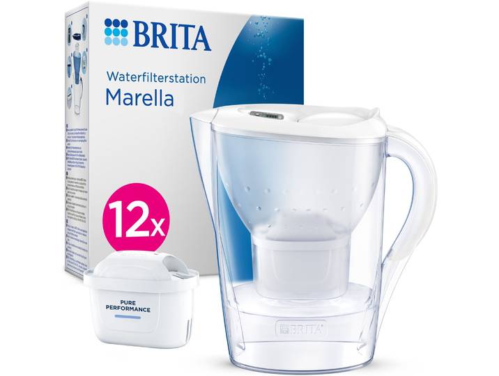 BRITA Waterfilterkan Marella Cool - 2\,4L - Wit - incl. 12 MAXTRA PRO Pure Performance Waterfilterpatronen - Voordeelverpakking