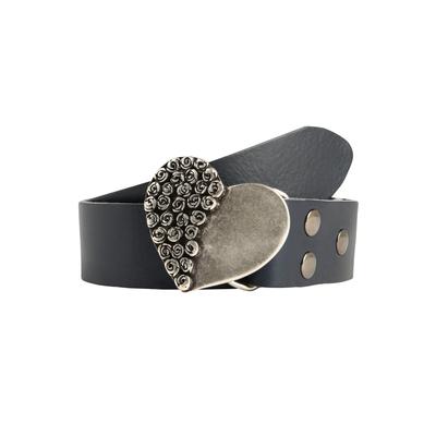 Ledergürtel RETTUNGSRING GÜRTEL "»Soft Boom Navy«, mit austauschbarer Schließe »Rosenherz Halb«", Damen, Gr. 85, schwarz (navy), Rindsleder, Gürtel Ledergürtel