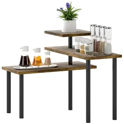 OKWISH Standregal Holz Rustic Brown 40x18x36,5 cm, 3 Ebenen, drehbares Eckregal