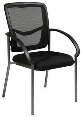 Office Star Products OSP Back Visitors Chair with Arms and Titanium Finish