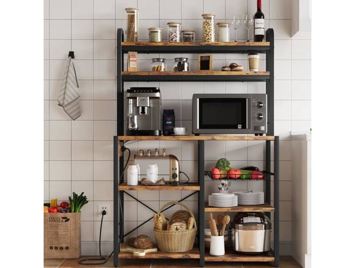 Étagère de cuisine multifonctionnelle - LUNSY - Prises électriques intégrées - Protection contre les surcharges