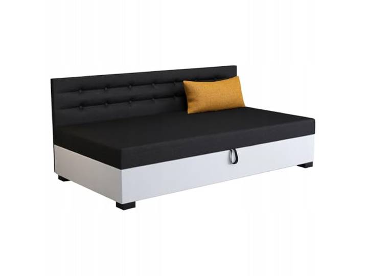 TAPCZANY24 - Boxspringbett Olaf mit Seite 103x195 cm, Bett mit Matratze mit Schaumstoff Matratze, Polsterbett mit Bettkasten, Gepolstertes Einzel Bett, Schlafsofa - Schwarzweiß