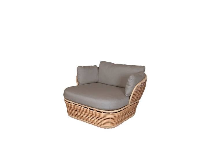 Cane-line Basket Lounge-Sessel Natural, inkl. taupefarbene Kissen