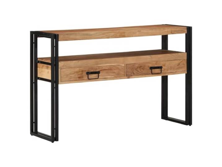 HQWNVXNM Konsolentisch Flurtisch Massivholz Akazie Braun 120x33x75 cm Eleganter Beistelltisch für Eingangsbereich und Wohnzimmer, mit zwei Schubladen und Ablage für geordnete Aufbewahrung.