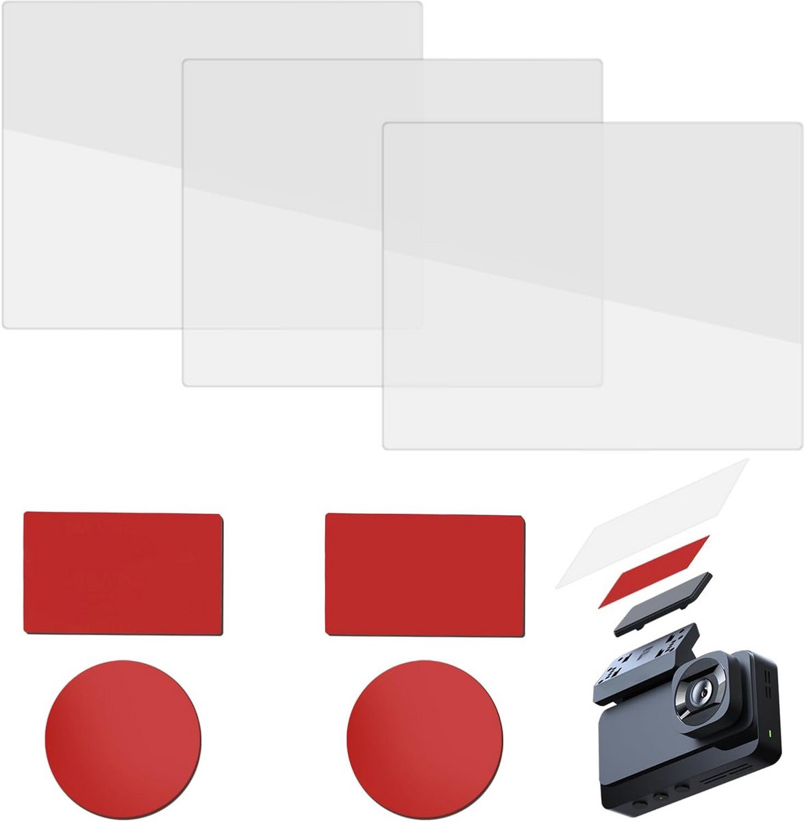 Elektrostatische folie en dubbelzijdige stickers voor dashcam montage op de voorruit