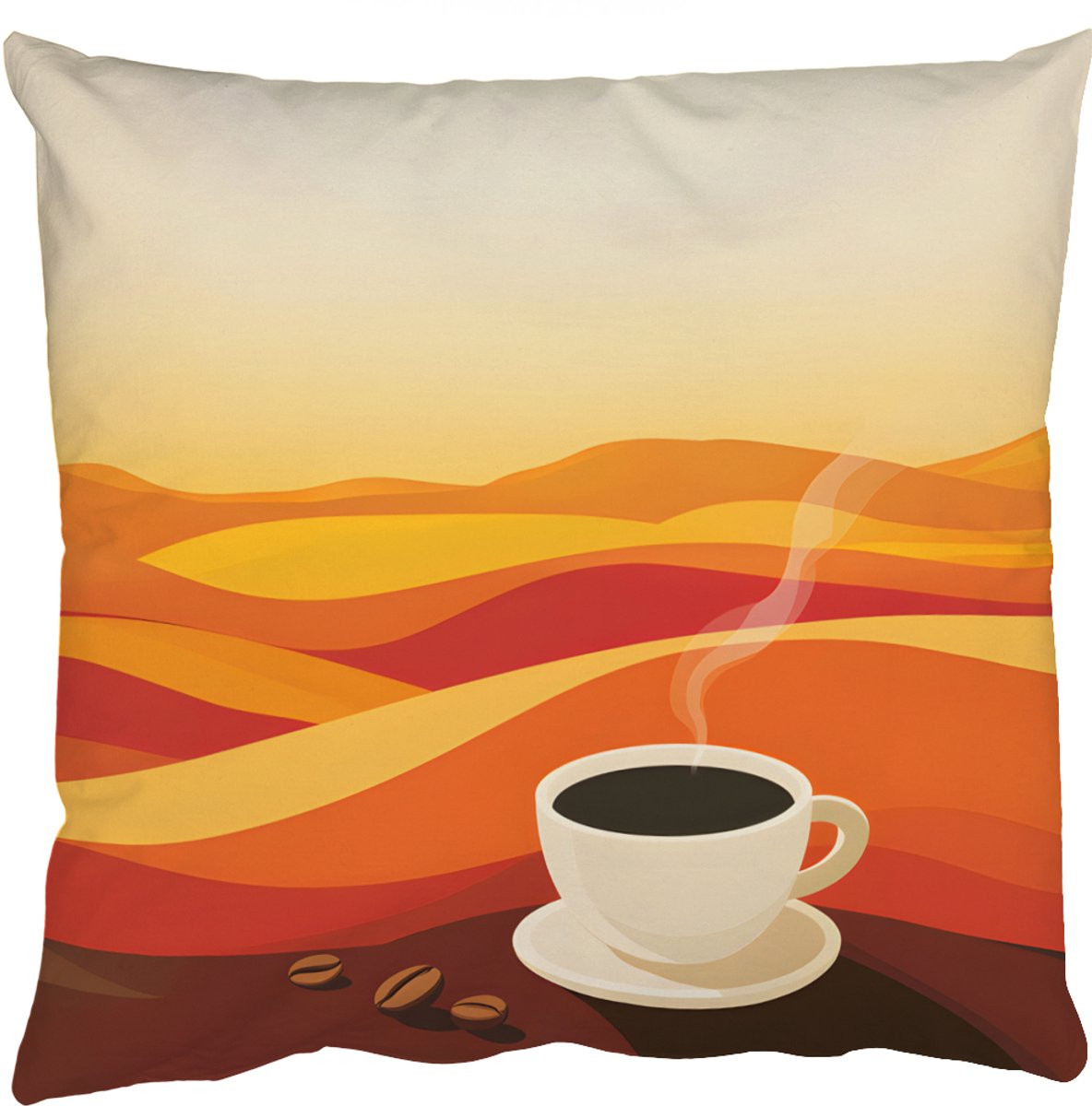PillowMonkey Sierkussen Koffiebonen Landschap - Oranje - 60 x 60 cm