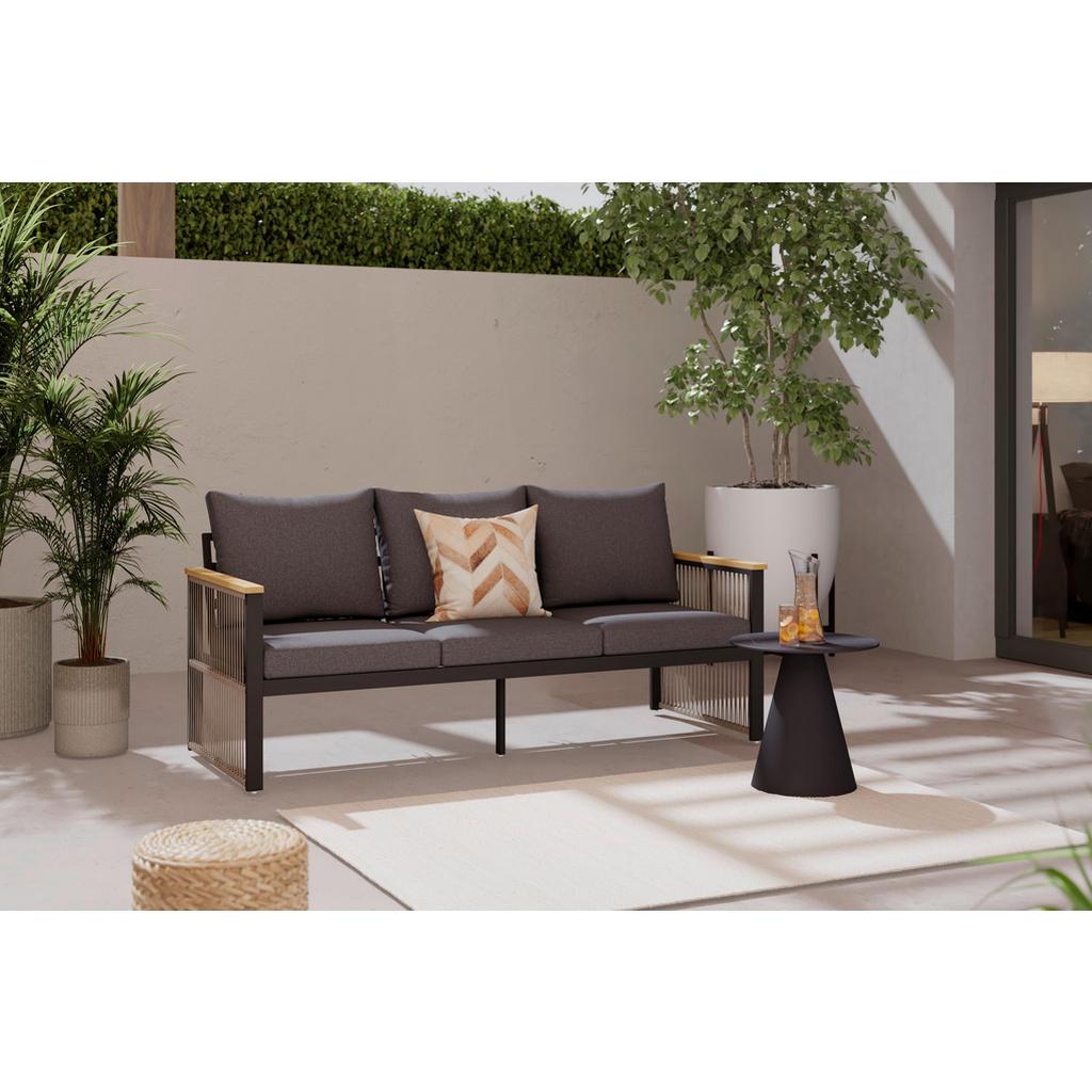 Ambia Garden Loungesofa , Anthrazit , Holz, Metall , Akazie , massiv , 190x75.5x73 cm , Gartenmöbel, Loungemöbel, Outdoor-Sofas